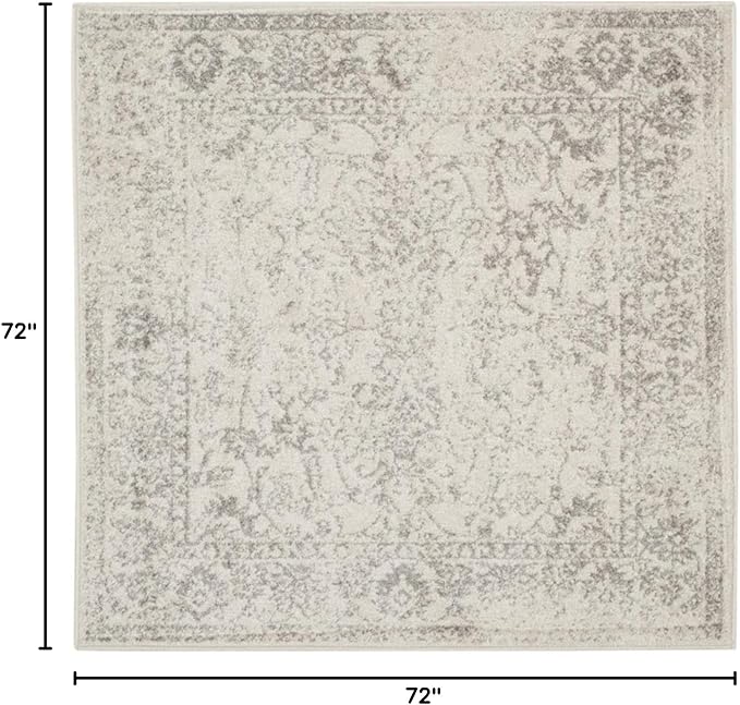 SAFAVIEH Adirondack Collection Area Rug - 6' Square, Ivory & Rose, Distressed Vintage Floral Design, Non-Shedding & Easy to Clean, Ideal for Living Room, Bedroom, Dining Space (ADR109H)