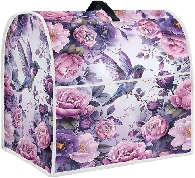 Hummingbird Stand Mixer Cover 6-8 Quart Floral Print Kitchen Appliance Covers Dust Protection Universal for Pressure Cooker Air Fryer Washable Kitchen Decoration Gift for Housewarming