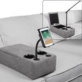 Sofa Armrest with Cup Holder Dual, Large Size Multifunctional Couch Arm Rest Insert, Removable Couch Caddy with Storage, Equipped with LED Reading Light & Wireless Charge Stand 02