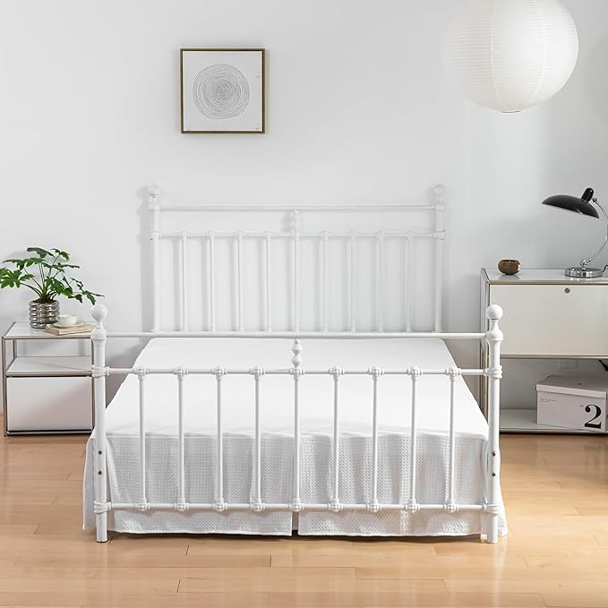 Full Bed Skirt - Full Size Bed Skirt 18 Inch Drop with Split Corners, Pleated Waffle Weave Bed Skirt,Tailored Dust Easy Fit, Machine Washable (White, Full - 18" Drop)