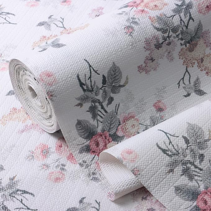 Drawer and Shelf Liner for Cabinets, 12IN x 20FT Non-Adhesive and Strong Non-Slip Vintage Floral Shelf Cabinet Drawer Liners for Kitchen,Table,Bookshelves,Waterproof Cupboard Liners