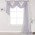 DONREN Lavender Purple Luxury Semi Sheer Window Scarf for Outdoor Decoration - Add Beautiful Elegant Effect to Curtain Drapes (1 Panel 52 by 288 Inch)