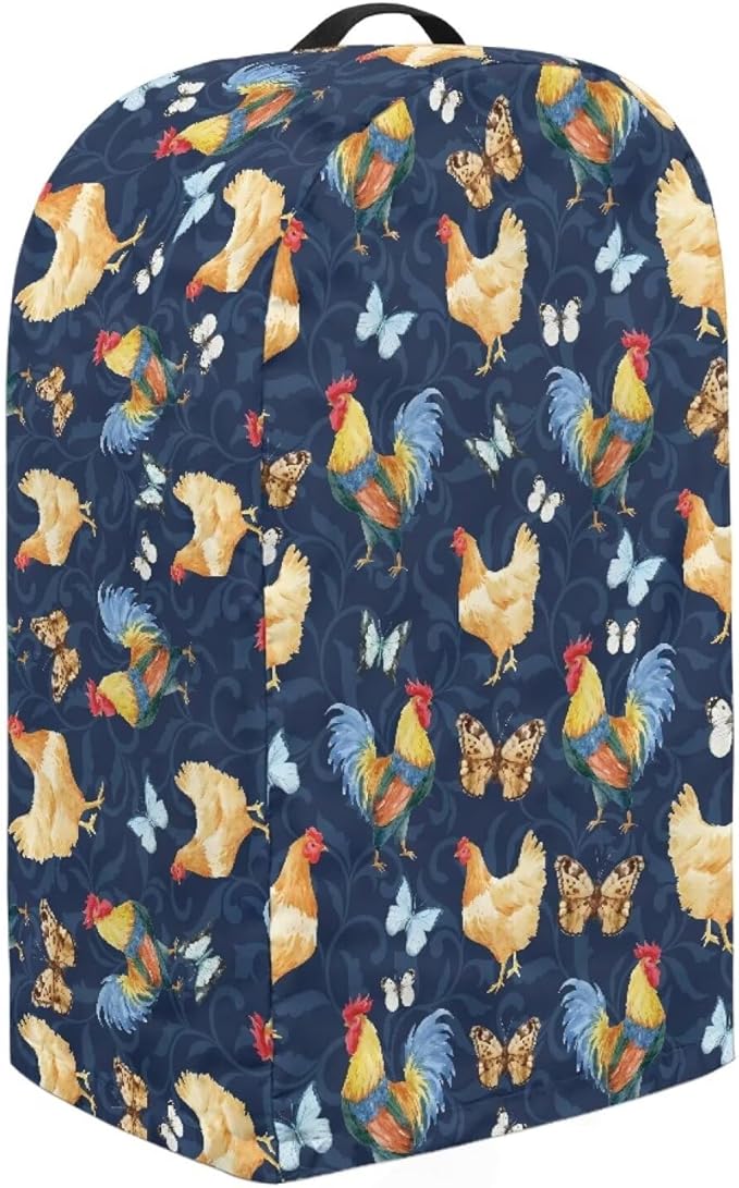 Butterfly Rooster Blender Dust Cover Stand Mixer or Coffee Maker Appliance Covers with Drawstring Anti Fingerprint Polyester Dust Stain Resistant Blender Cover for Home Kitchen