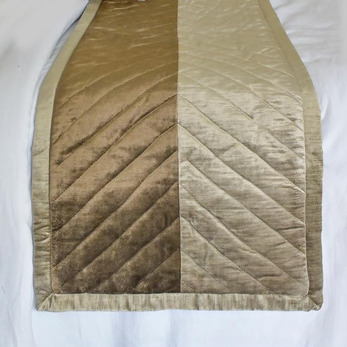 The HomeCentric King/Queen/Twin Brown Decorative Bed Runner Queen 74"x18" Bed Runner with Two Pillow Cover, Solid, Chevron, Patchwork, Quilted Bed Scarf on Velvet Fabric - Plush Divide