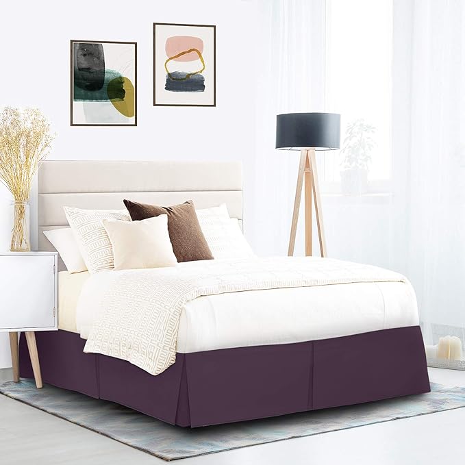 Nestl Dark Purple Bed Skirt King Size - King Bed Skirt 14 Inch Drop - Brushed Microfiber Bed Skirts - Hotel Quality Pleated Bed Skirt - Shrinkage & Fade Resistant