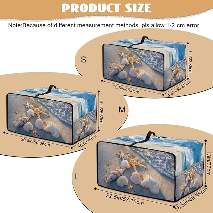 Air Fryer Toaster Oven Cover, Dust-Proof Small Kitchen Appliance Cover with Pockets, Kitchen Baking Accessories, L, 18.5 x 22.5 x 13 Inches, Beach Sea Shell Whelk Print