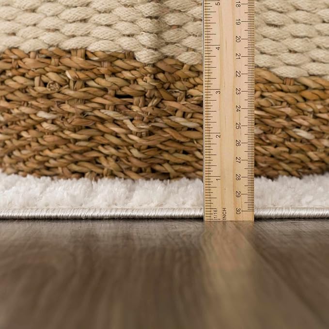 Hauteloom Keita Living Room, Bedroom Area Rug - Contemporary - High Pile - Bone - 5'3" x 7'