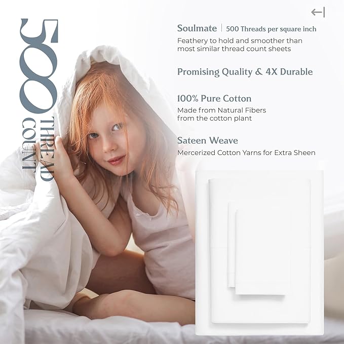 Mayfair Linen 100% Egyptian Cotton 2 Pack King Sheet Set - Luxury 500 Thread Count Cotton Sheets King Size (8 PC, Silver Grey), Soft, Cooling, Sateen Weave, 16" Deep Pocket Hotel Quality Bed Sheet Set