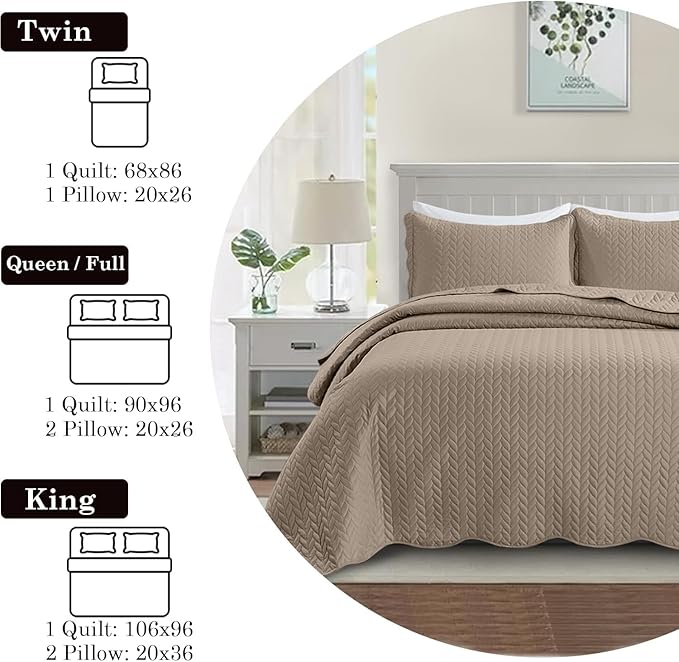 IR Imperial Rooms 8 Pack California King Quilt Bedding Set (118"x106") - Bulk Wholesale for Hotels, Guest Bedroom & Airbnbs - Lightweight Microfiber Reversible Embossed Quilts Bedspread (Beige)