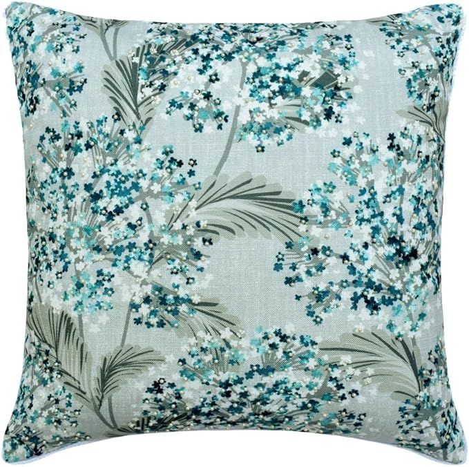 The HomeCentric King/Queen/Twin Blue Decorative CA King 86"x18" Bed Runner with One Pillow Cover, Cotton & Pearl Embroidery Bed Scarf on Cotton Fabric - Blue Star Fauna