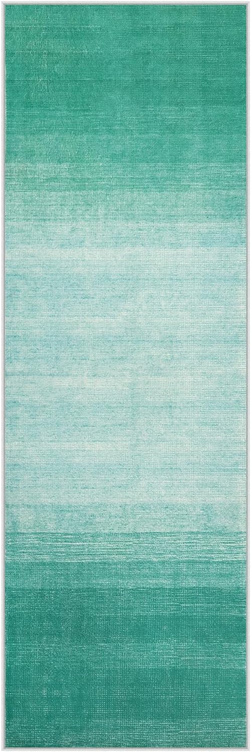 Wonnitar Teal Kitchen Runner Rugs 2x6 ft, Washable Modern Ombre Non-Slip Laundry Room Runner Rug, Abstract Bathroom Carpet Runner Low Pile Floor Carpet for Bedroom Doorway Entryway (Teal, 2'x6')