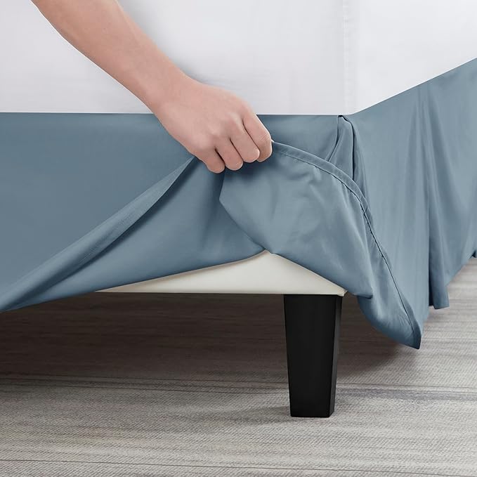 Nestl Stone Blue Full Bed Skirt - Full Size Bed Skirt 14 Inch Drop - Brushed Microfiber Bed Skirts - Hotel Quality Pleated Bed Skirt - Shrinkage & Fade Resistant