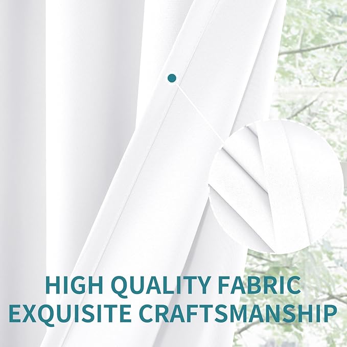 BGment Pure White Cafe Curtains 36 Inch Length for Over Sink - Small Half Drapes with Rod Pocket Privacy for Bathroom Kitchen Windows, 2 Panels, 29 x 36 Inch