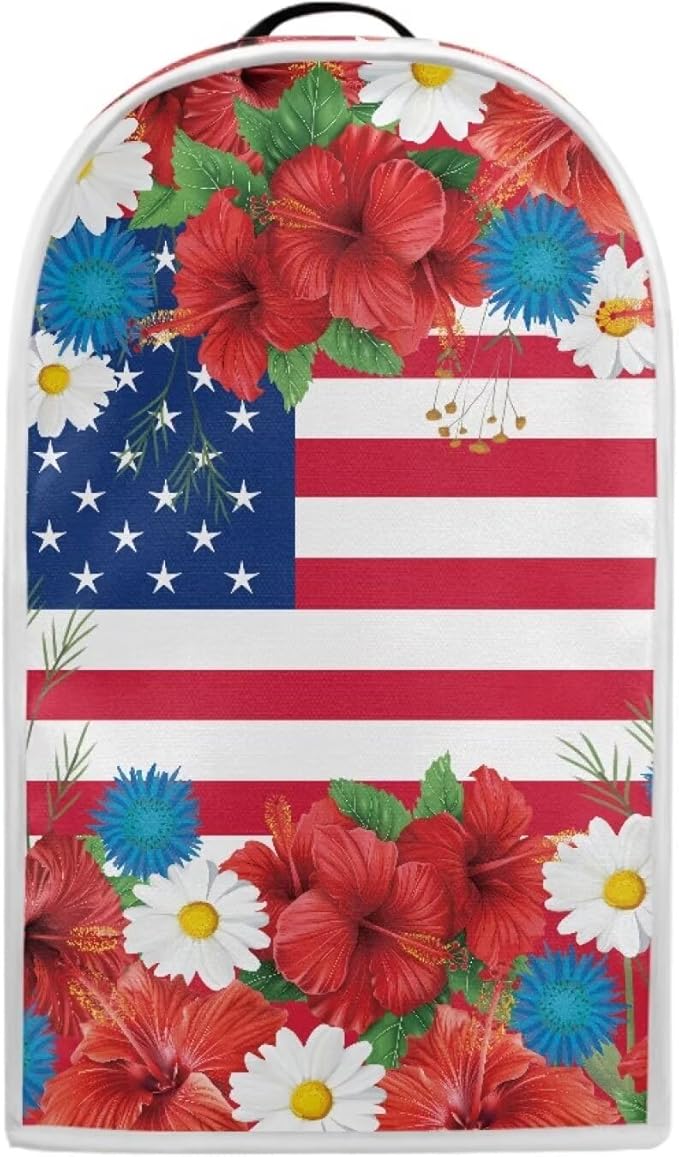 4th of July Blender Covers for Kitchen Food Processor Cover with Handle, Dust Covers for Kitchen Appliances Stand Mixer or Coffee Maker Appliance Cover, USA Flag Daisy