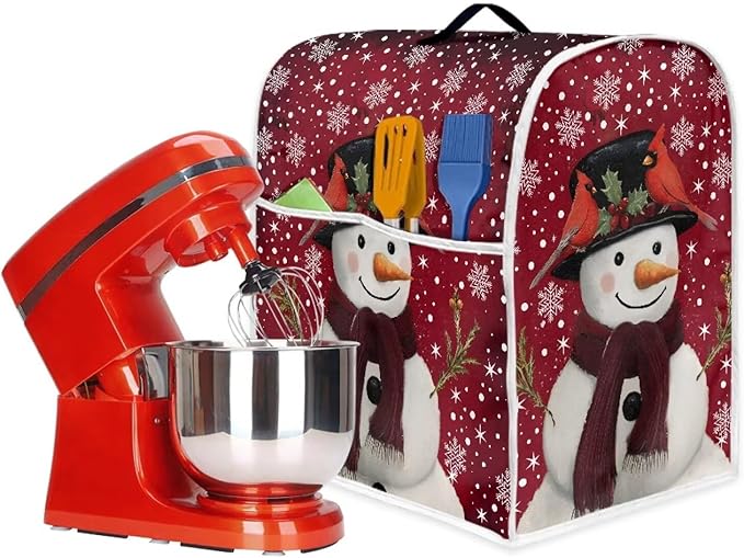 Christmas Mixer Cover for Kitchen Aid 4.5-5 Qt Mixer, Snowman Small Appliance Dust Covers Universal for Air Fryers, Coffee Makers, Kitchen Decor Gift for Christmas