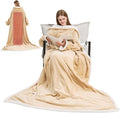 Heated Blanket, 55"×80" Wearable Electric Blanket with Sleeves, Sherpa Snuggle Throw Blanket, Warm Gift for Grandma, Mom, Dad, (Camel)