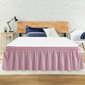 Full Bed Skirt, Elastic Wrap Around Bed Skirt Full Size, Bed Skirts for Adjustable Bed, Easy Fit with 18" Drop Length Tailored Drop Dust Ruffle (Pink)