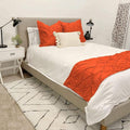 Bed Runner Set - 100% Pure Cotton 800 Thread Count - Luxury 1 Pinch Pleated Bed Runner and 2 Pillow Cover - 3 Piece Pinch Pleated Bed Runner Set Twin, Orange