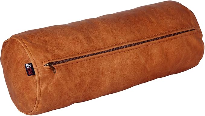 Neck Roll Pillow Cushion Cover, 24x7 Inch Full Moon Round Bolster Pillow Case, Cylinder Soft Lambskin Leather Pillowcase for Head, Spine & Neck Support During Sleep - Rusk Artical Pack of 1