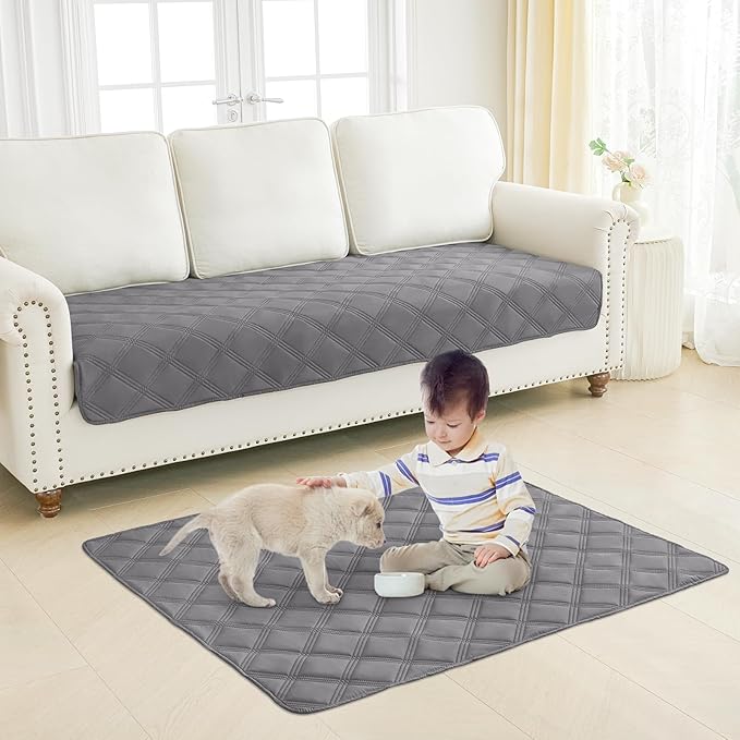 Smiry Waterproof Dog Bed Cover Blanket 40x80, Soft Reversible Pet Blanket, Washable Leakproof Cats Dogs Couch Cover for Sofa, Couch, Furniture, Lattice, Grey/Grey