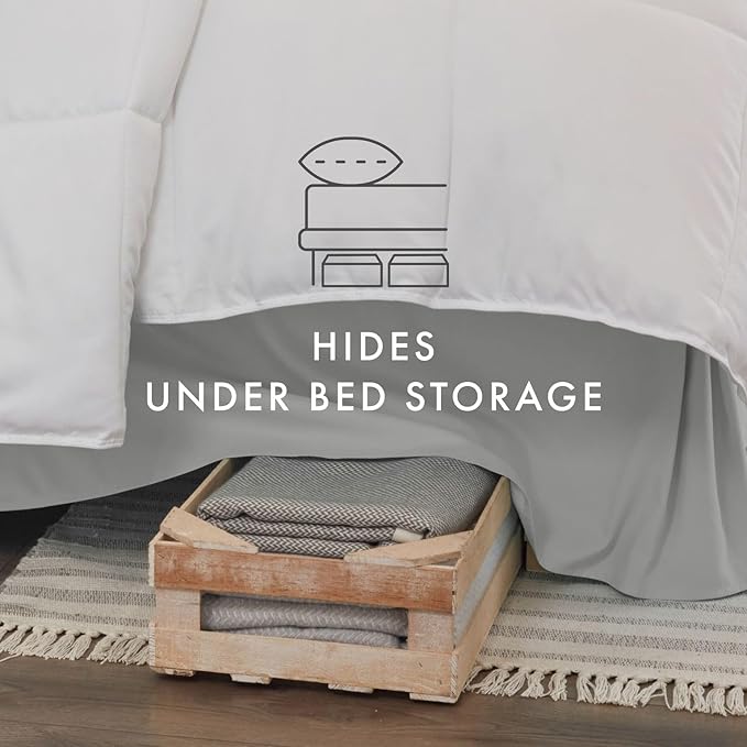 Linen Market Bed Skirt - Ultra Soft Microfiber - Easy Fit with 14" Tailored Drop - Hotel Quality, Shrinkage & Fade Resistant - Bed Cover - Full Size Bed Skirts - Bedroom Décor - (Full, Light Gray)
