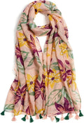 Scarf for Women Lightweight Soft Floral Leopard Printed Scarves Fall Winter Fashion Shawl Wrap with Fringe