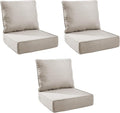 Outdoor Cushion Set for Furniture Patio Furniture, UV Resistant, Water Resistant - 6 Inch Thick Foam Garden Cushions– 24x24 Inch Patio Seat Covers for Chair/Sofa/Couch | Beige | 3-Pack |