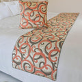 The HomeCentric King/Queen/Twin Orange Luxury Full 68"x18" Bed Runner with One Pillow Cover, Scroll, Jacquard & Quilted Bed Scarf on Jacquard Fabric - Scroll Cascade