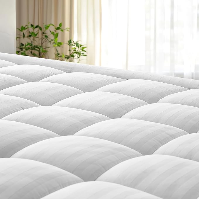 Thick Cotton Mattress Topper King Size for Back Pain Relief - Extra Thick Breathable Mattress Pad - Pillow Top Mattress Cover with 8-22" Unique Design Deep Pocket (78 x 80 Inches, White)