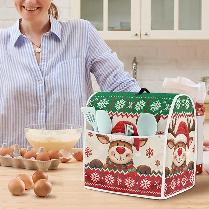 Christmas Stand Mixer Cover 4.5-5 Quart Kitchen Mixer Cover Washable Food Processor Protective Covers Dust Protection Insulated Kitchen Decoration Gift for Christmas
