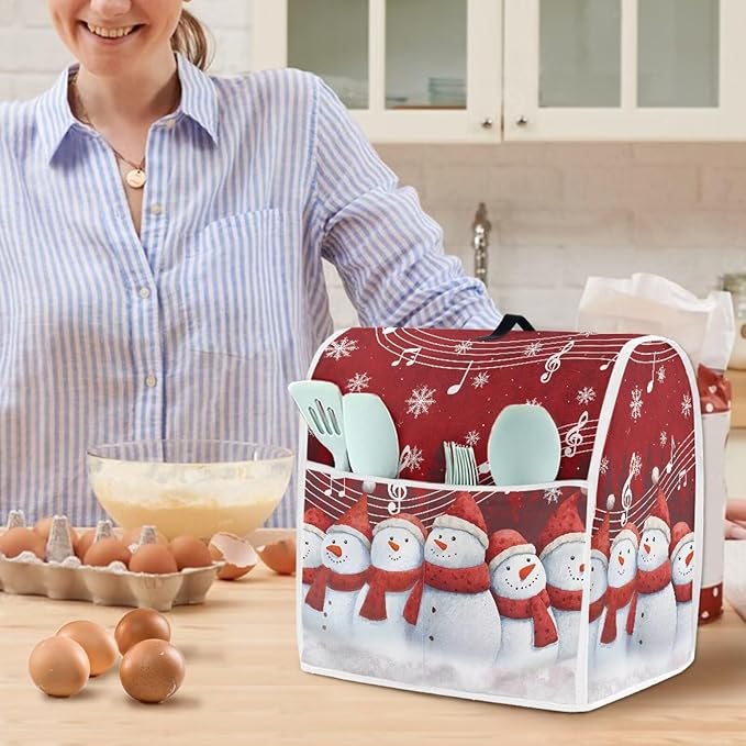 Christmas Stand Mixer Cover 4.5-5 Quart Kitchen Mixer Cover Snowman Food Processor Protective Covers Dust Protection Insulated Kitchen Decoration Gift for Friends
