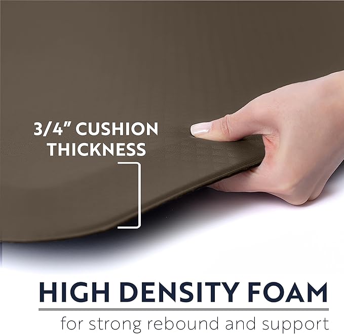 KANGAROO Thick Ergonomic Anti Fatigue Mats for Kitchen Floor, 58x20, Cushioned Standing Office Desk Mat, Waterproof Scratch Resistant Topside, Supportive All Day Comfort Padded Foam Rugs, Cappuccino