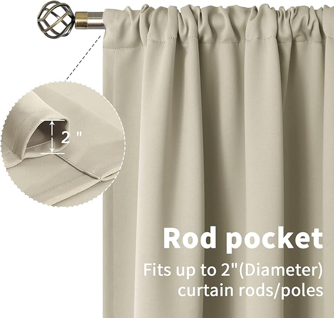 BGment Short Curtains 30 Inches Length for Small Window - Rod Pocket Thermal Insulated Room Darkening Drapes for RV Kitchen Bedroom Bathroom, Light Camel, 2 Panels, 42 x 30 Inch