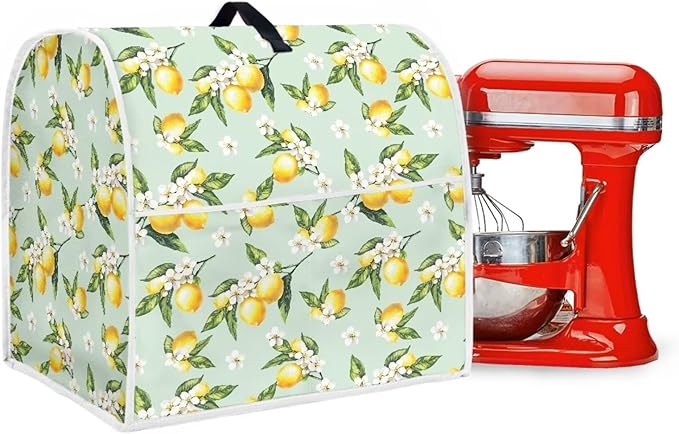 Lemon Mixer Cover for Kitchen Aid 4.5-5 Quart Stand Mixers, Universal Kitchen Appliance Dust Cover Washable Dustproof Cloth Cover with Pocket for Kitchenware Gift for Holiday