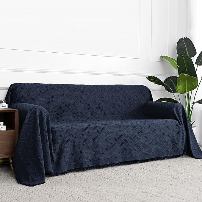 MYSKY HOME Sofa Covers & Slipcovers for 3 Cushion Couch, Sectional Sofa Couch Covers for Dogs, XX-Large: 91" x 134", Navy Blue