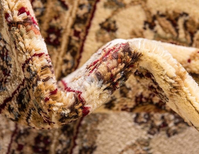 Unique Loom Voyage Collection Traditional Oriental Classic Intricate Design Area Rug (8' 0 x 8' 0 Round, Ivory/Gold)