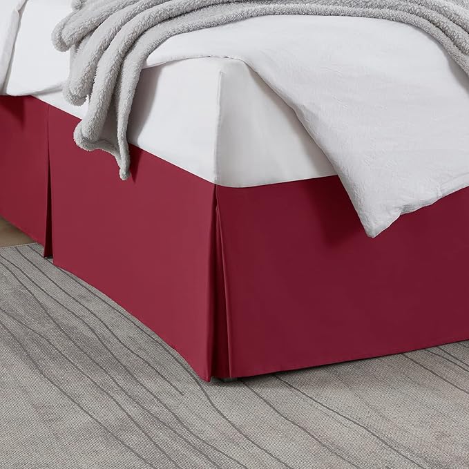 Nestl Red Heaven Full XL Bed Skirt - Full XL Size Bed Skirt 14 Inch Drop - Brushed Microfiber Bed Skirts - Hotel Quality Pleated Bed Skirt - Shrinkage & Fade Resistant