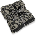 Yarn Leopard Jacquard Throw Blanket Fringe Lightweight Cozy Bed Blanket Soft Throw Blanket fit Couch Sofa Suitable for All Season,Graphite/Carbon