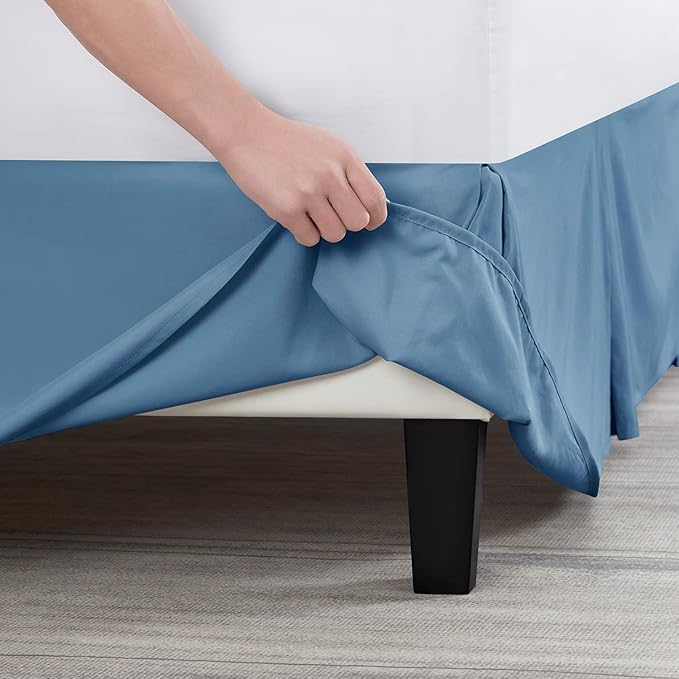 Nestl Blue Heaven Full XL Bed Skirt - Full XL Size Bed Skirt 14 Inch Drop - Brushed Microfiber Bed Skirts - Hotel Quality Pleated Bed Skirt - Shrinkage & Fade Resistant