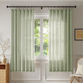 Anmao Natural Linen Curtains for Living Room 72 Inch Length 2 Panels Set, Light Filtering Semi Sheer Window Curtain Drapes for Bedroom with Curtain Rings and Clips, 52Wx72L, Sage Green