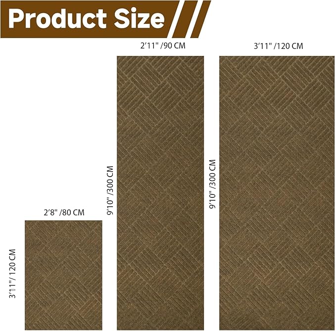 jxgzyy Door Mat, 3'11" x 2'8" Non Slip Carpet Runner, Dirt Trapper Indoor/Outdoor Floor Mats for Patio, Front Door, Garage, Front Back Door, Entryway, Waterproof, Brown