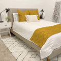 Bed Runner Set - 100% Pure Cotton 800 Thread Count - Luxury 1 Pinch Pleated Bed Runner and 2 Pillow Cover - 3 Piece Pinch Pleated Bed Runner Set King, Gold
