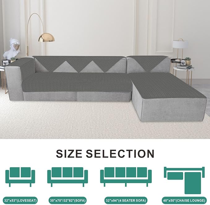 Foxdecor Couch Cover Sofa Covers Washable, Dog Bed Cover Couch Covers for 3 Cushion Couch Sofa Pet Friendly, Dog Couch Cover Furniture Covers for Pets.(Dark Grey 32x94 inch)