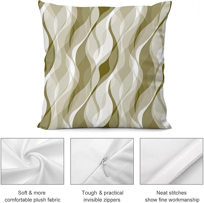 Light Green Throw Pillow Covers Abstract Ombre Light Green and Grey Striped Decorations for Bedroom Living Room Farmhouse Sofa Pillows Bed Couch 16x16 Inch