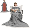 Heated Blanket, 55"×80" Wearable Electric Blanket with Sleeves, Sherpa Snuggle Throw Blanket, Warm Gift for Grandma, Mom, Dad, (Grey)