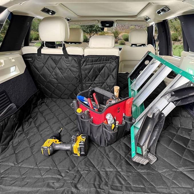 Rydura SUV Cargo Liner – Waterproof, Heavy-Duty Trunk Mat with Non-Slip Backing – Full Rear Seatback Coverage – Fits 60/40 & 50/50 Split Seats – Easy to Clean – Travel, Tools, Gear – Large