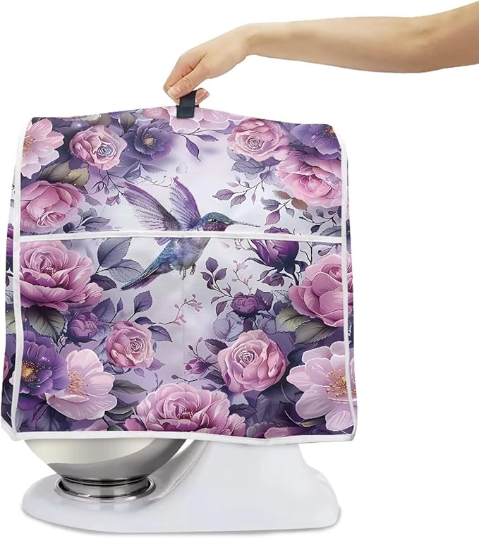 Hummingbird Stand Mixer Cover 4.5-5 Quart Floral Print Kitchen Appliance Covers Dust Protection Universal for Pressure Cooker Air Fryer Washable Kitchen Decoration Gift for Housewarming