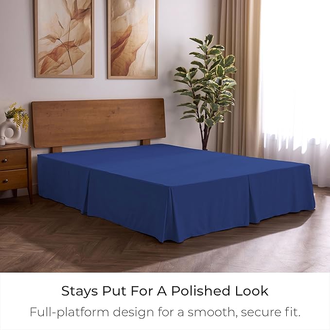 Mellanni Bed Skirt Twin Size - Bed Skirting - 15-Inch Tailored Drop Pleated Dust Ruffle - Hotel Luxury Bedding - Wrinkle, Fade, Stain Resistant - 1 Bedskirt (Twin, Royal Blue)