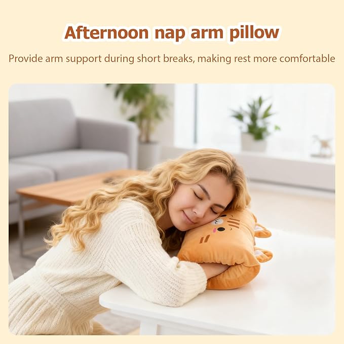 Kids Cartoon Hand Pillow,Winter Hand Warmer Rest Arm Pillow,Non-Electrical Travel Essentials,Arm Support for Napping,Soft Cotton Winter Hugging Cushion,Home Animal Doll Plush Muffs (Model 9)