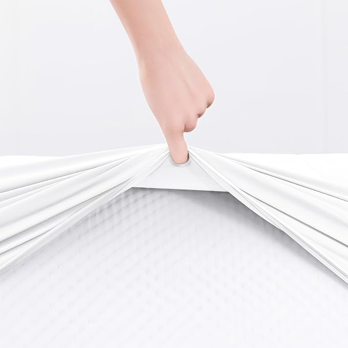 Hearth & Harbor 12 Pack Queen Size Quilted Fitted Mattress Pad Cover, 100% Waterproof Mattress Protectors, Deep Pocket Fitted Mattress Cover 8" - 21" (60" x 80", White)